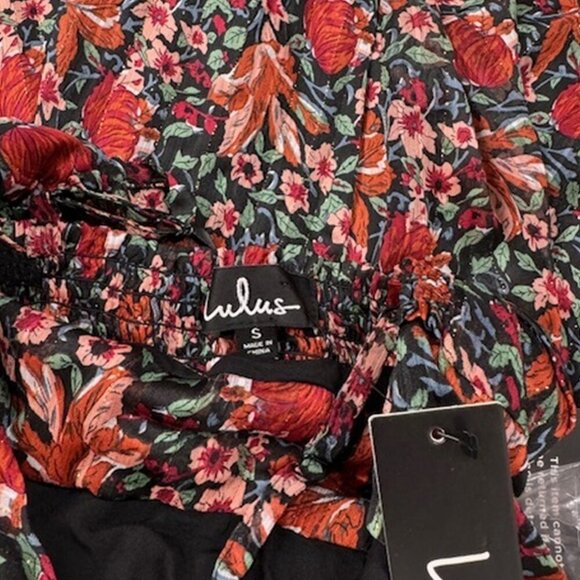 NWT Lulus Get Your Attention Black Multi Floral Print Maxi Dress - Picture 8 of 10